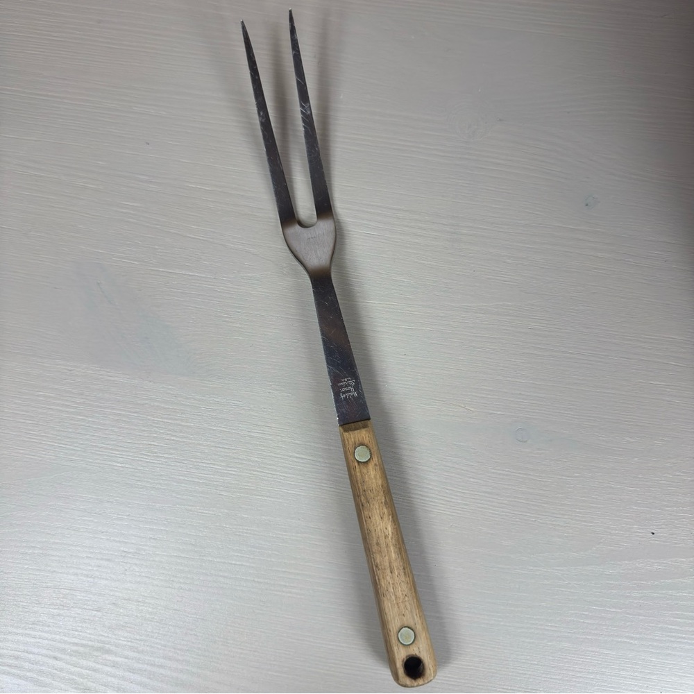 Vintage Maid of Honor Carving Fork Stainless  Brown Wood Handle 11.5 Inch